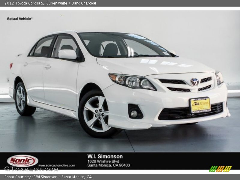 Super White / Dark Charcoal 2012 Toyota Corolla S