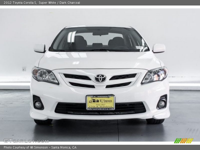 Super White / Dark Charcoal 2012 Toyota Corolla S