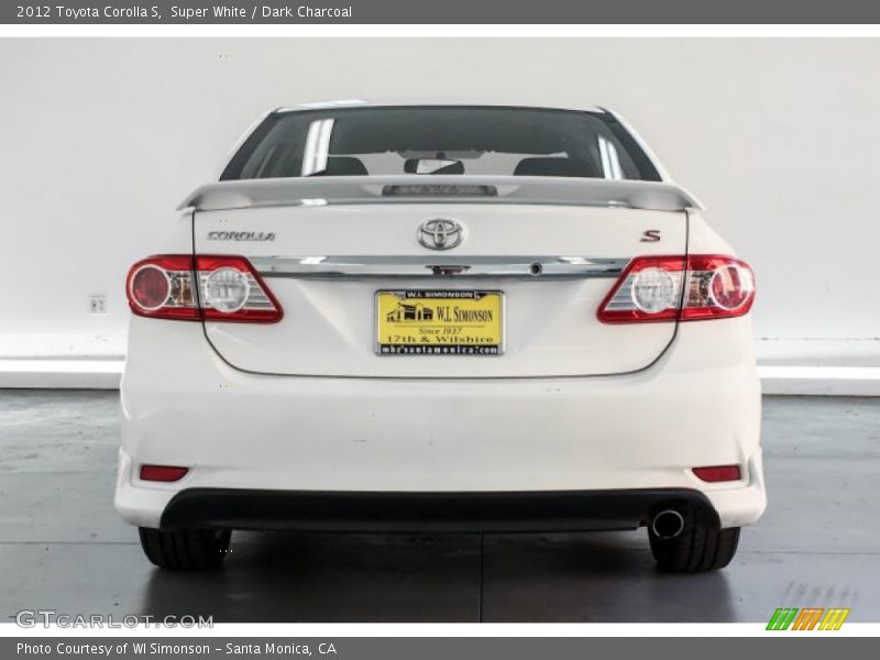Super White / Dark Charcoal 2012 Toyota Corolla S