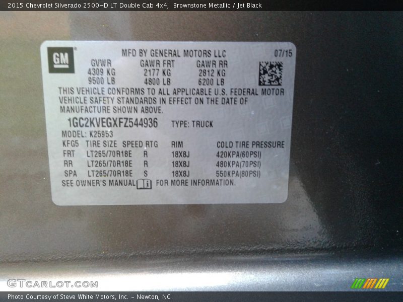 Brownstone Metallic / Jet Black 2015 Chevrolet Silverado 2500HD LT Double Cab 4x4