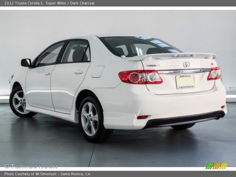 Super White / Dark Charcoal 2012 Toyota Corolla S