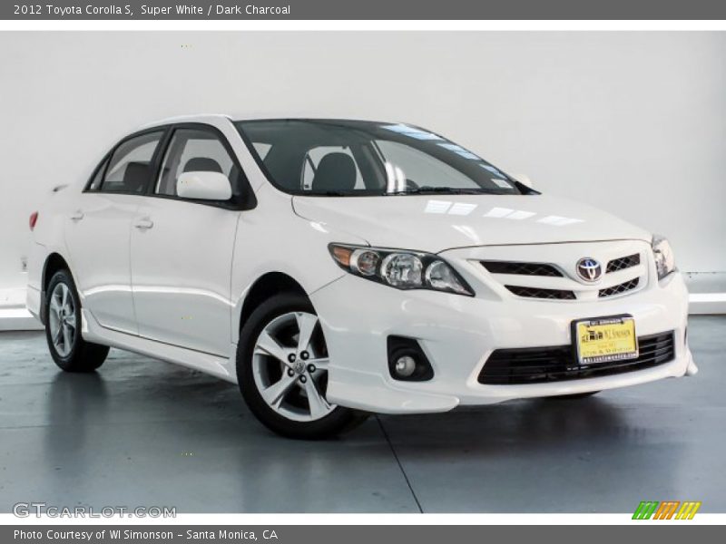 Super White / Dark Charcoal 2012 Toyota Corolla S