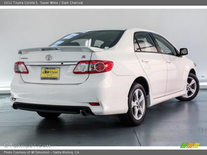 Super White / Dark Charcoal 2012 Toyota Corolla S