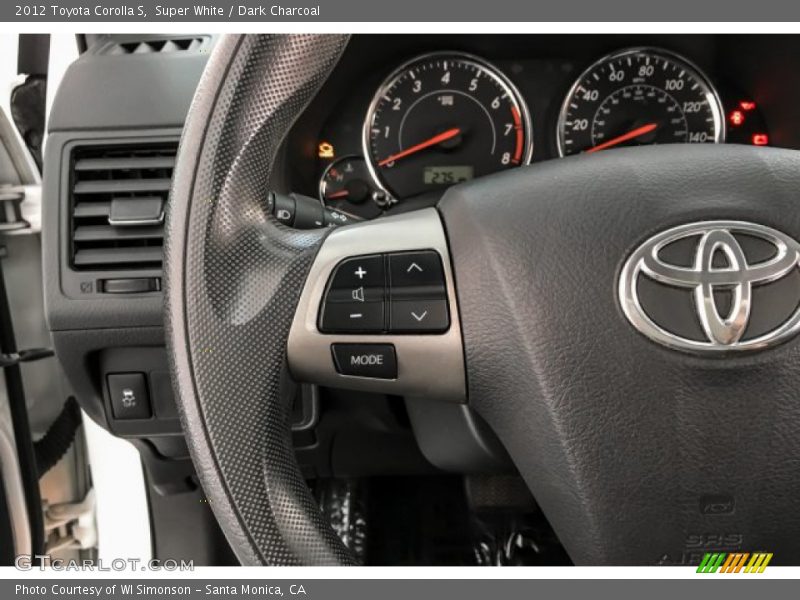 Super White / Dark Charcoal 2012 Toyota Corolla S