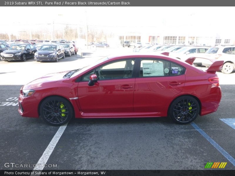 Pure Red / Recaro Black Ultrasuede/Carbon Black 2019 Subaru WRX STI