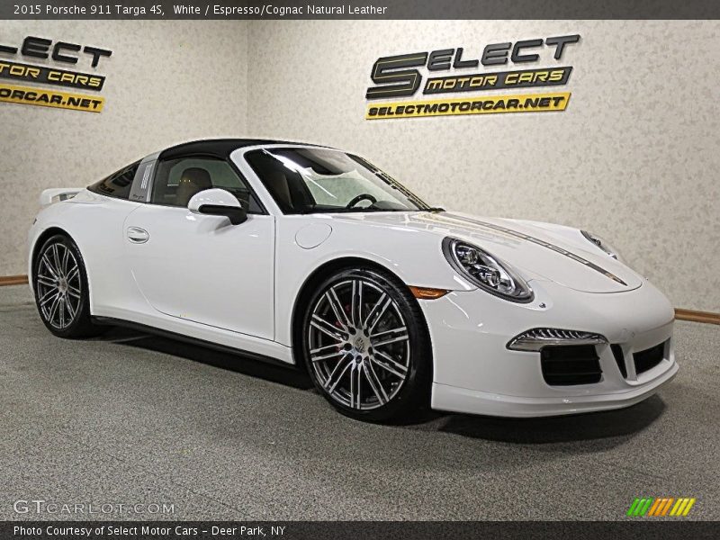 White / Espresso/Cognac Natural Leather 2015 Porsche 911 Targa 4S