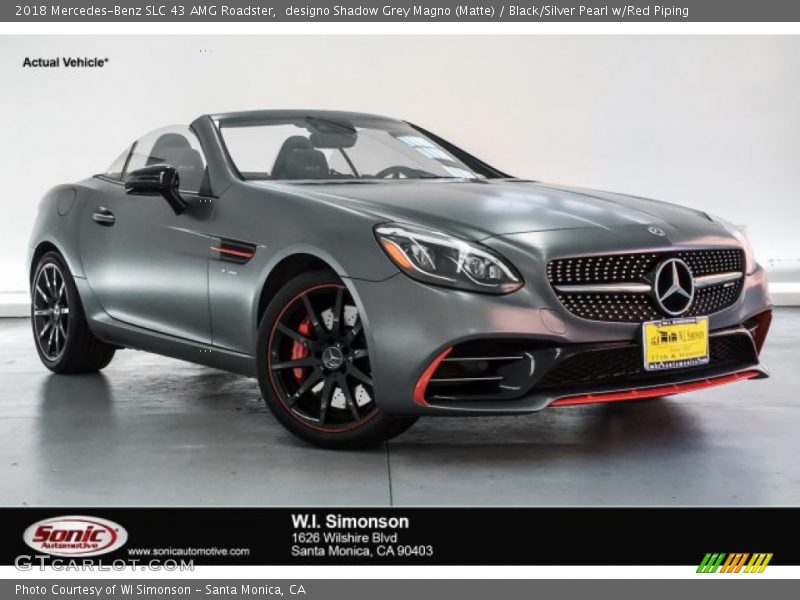 designo Shadow Grey Magno (Matte) / Black/Silver Pearl w/Red Piping 2018 Mercedes-Benz SLC 43 AMG Roadster