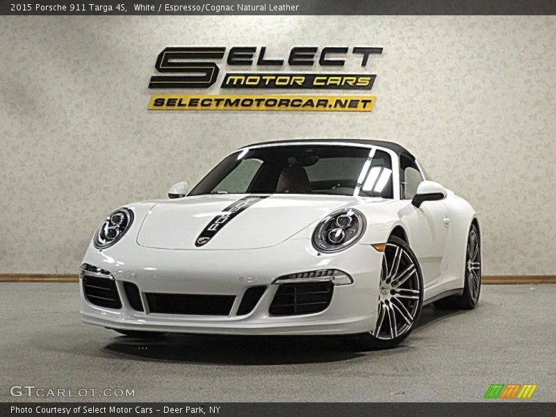 White / Espresso/Cognac Natural Leather 2015 Porsche 911 Targa 4S