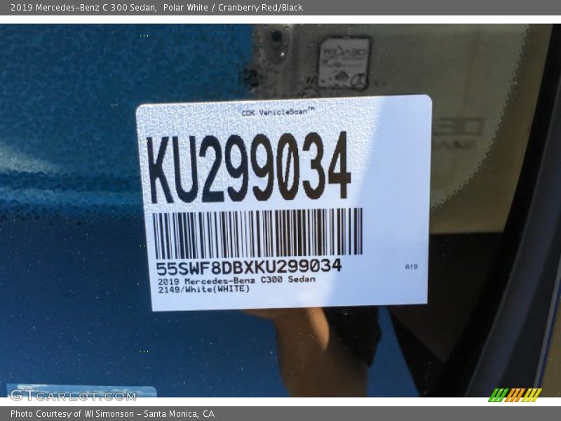 Polar White / Cranberry Red/Black 2019 Mercedes-Benz C 300 Sedan
