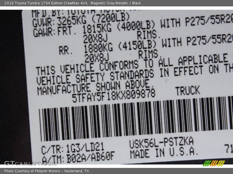 Magnetic Gray Metallic / Black 2019 Toyota Tundra 1794 Edition CrewMax 4x4