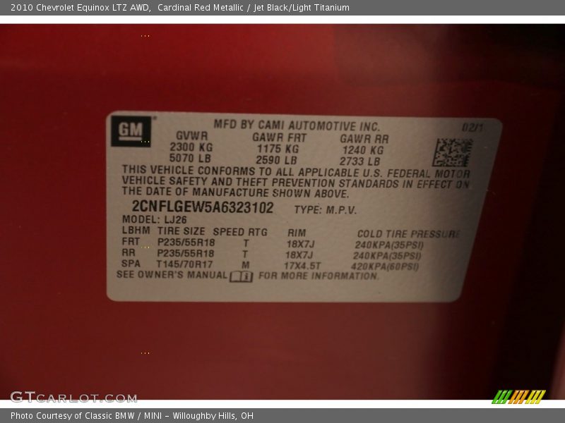 Cardinal Red Metallic / Jet Black/Light Titanium 2010 Chevrolet Equinox LTZ AWD