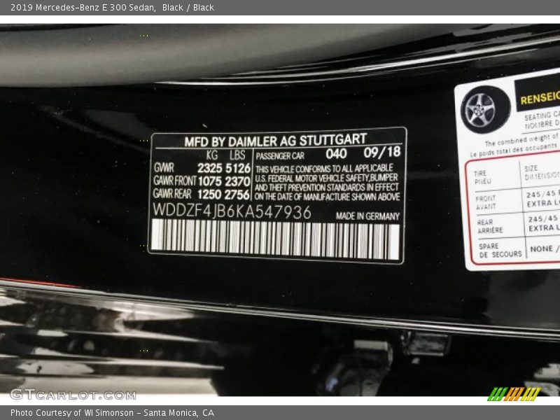 Black / Black 2019 Mercedes-Benz E 300 Sedan