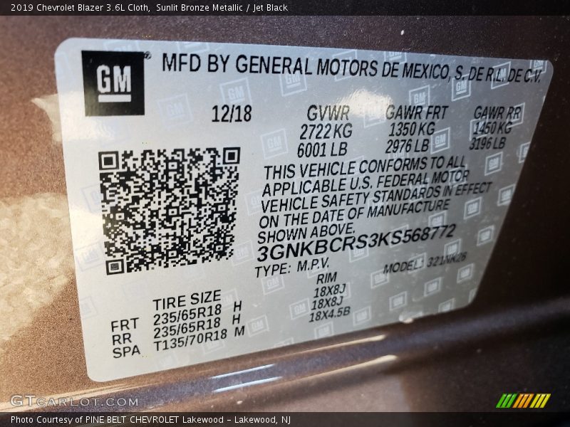 Sunlit Bronze Metallic / Jet Black 2019 Chevrolet Blazer 3.6L Cloth