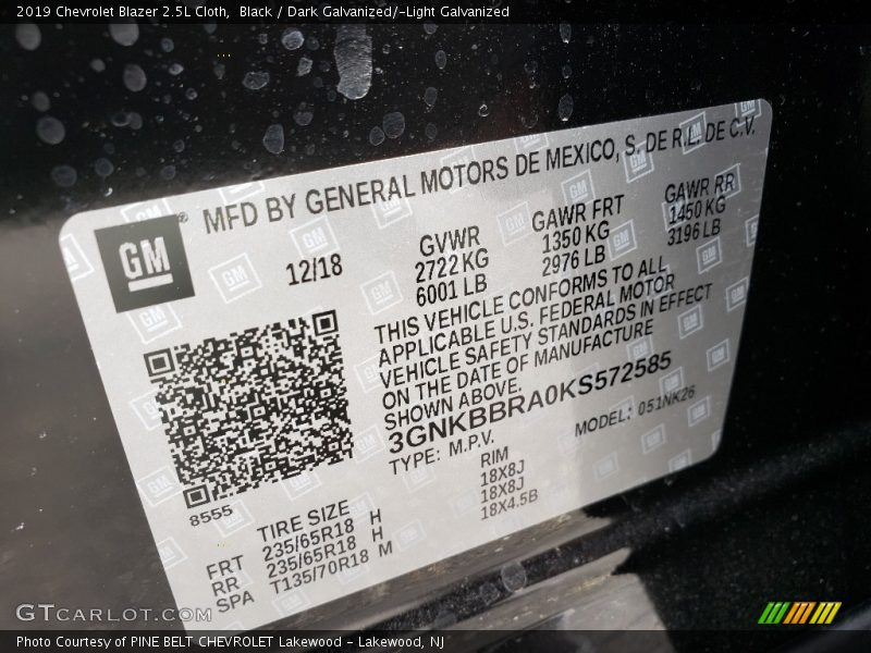 Black / Dark Galvanized/­Light Galvanized 2019 Chevrolet Blazer 2.5L Cloth