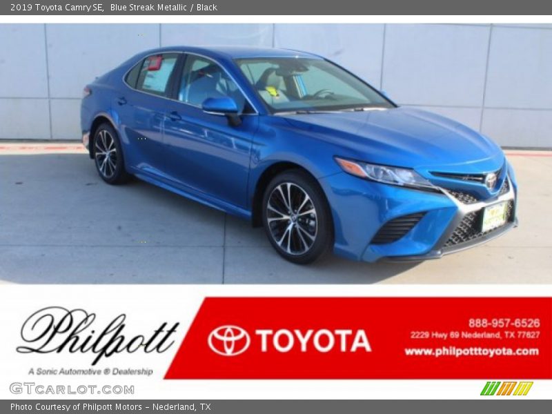 Blue Streak Metallic / Black 2019 Toyota Camry SE