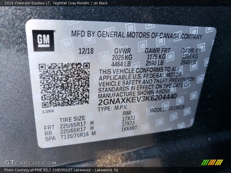 Nightfall Gray Metallic / Jet Black 2019 Chevrolet Equinox LT