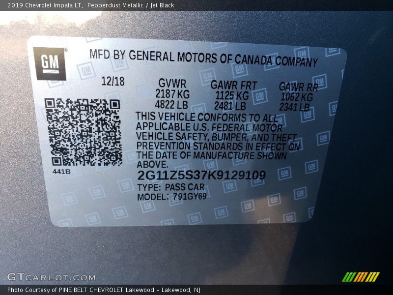 Pepperdust Metallic / Jet Black 2019 Chevrolet Impala LT
