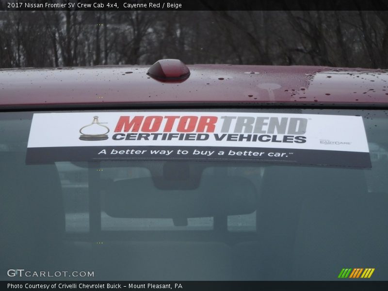 Cayenne Red / Beige 2017 Nissan Frontier SV Crew Cab 4x4