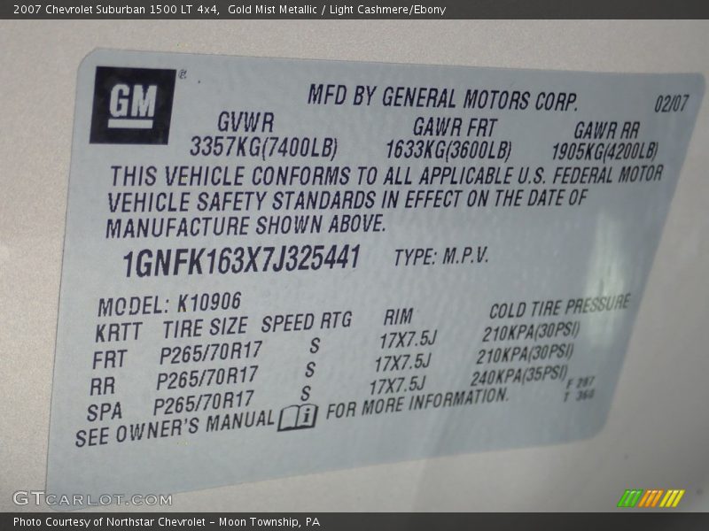 Gold Mist Metallic / Light Cashmere/Ebony 2007 Chevrolet Suburban 1500 LT 4x4