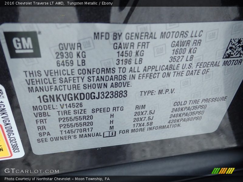Tungsten Metallic / Ebony 2016 Chevrolet Traverse LT AWD