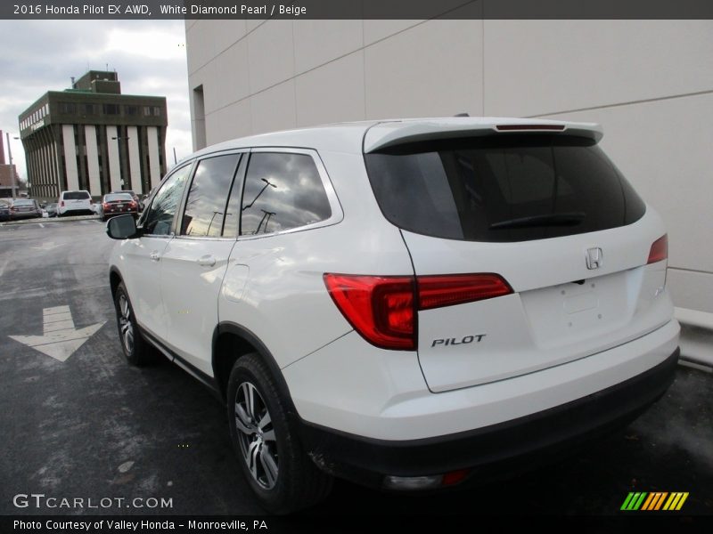 White Diamond Pearl / Beige 2016 Honda Pilot EX AWD