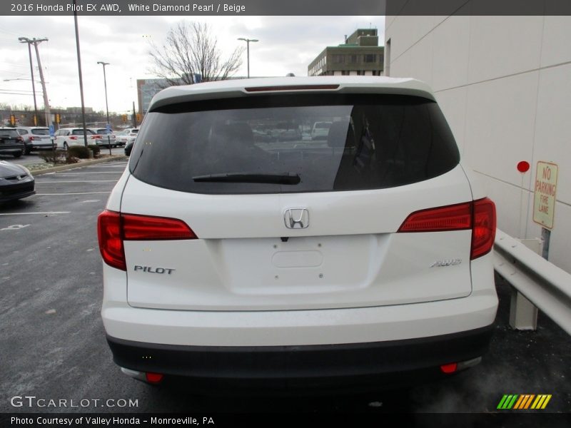 White Diamond Pearl / Beige 2016 Honda Pilot EX AWD
