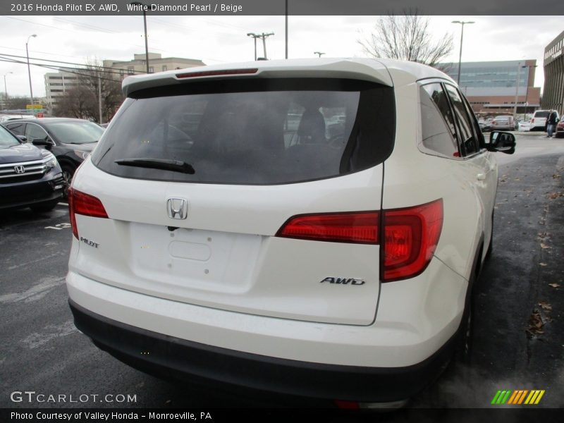 White Diamond Pearl / Beige 2016 Honda Pilot EX AWD