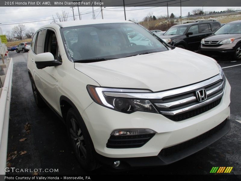 White Diamond Pearl / Beige 2016 Honda Pilot EX AWD