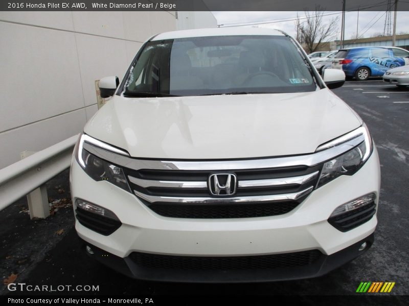 White Diamond Pearl / Beige 2016 Honda Pilot EX AWD