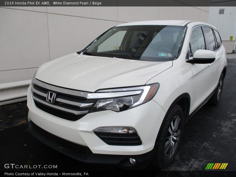 White Diamond Pearl / Beige 2016 Honda Pilot EX AWD