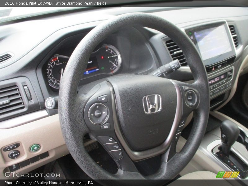 White Diamond Pearl / Beige 2016 Honda Pilot EX AWD