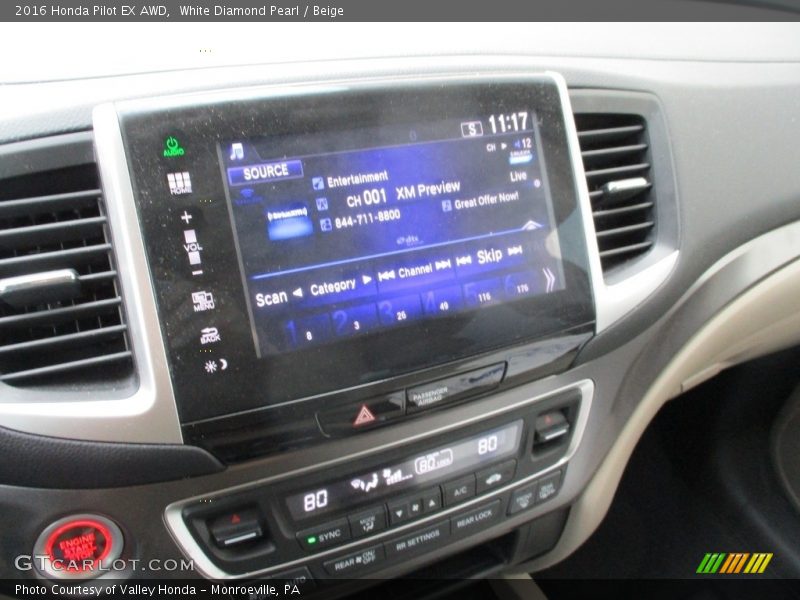 White Diamond Pearl / Beige 2016 Honda Pilot EX AWD