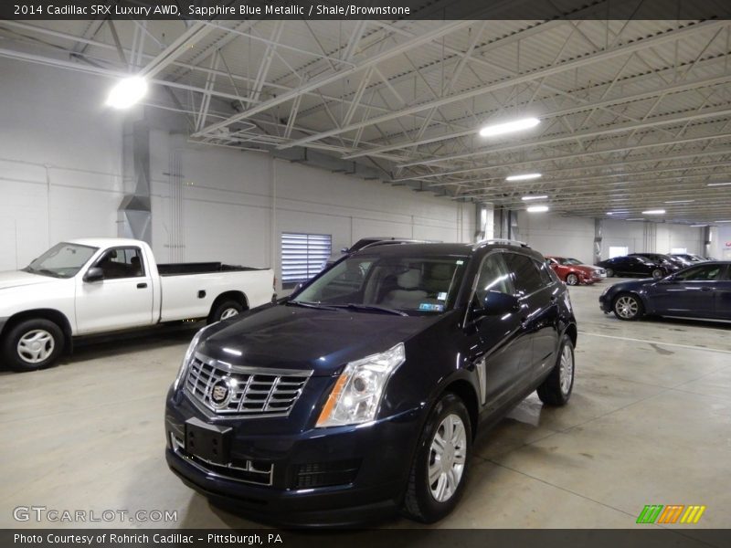 Sapphire Blue Metallic / Shale/Brownstone 2014 Cadillac SRX Luxury AWD