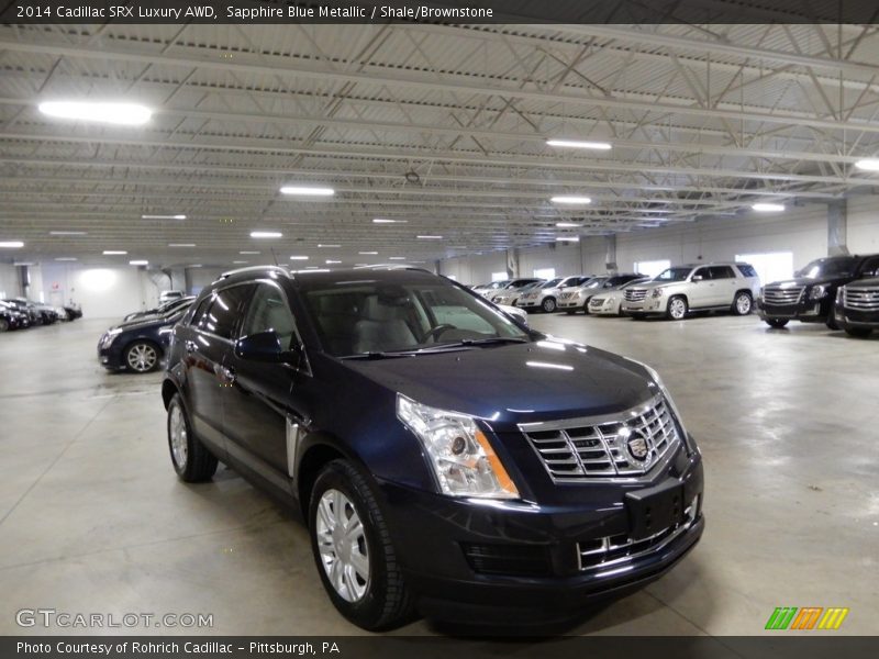 Sapphire Blue Metallic / Shale/Brownstone 2014 Cadillac SRX Luxury AWD