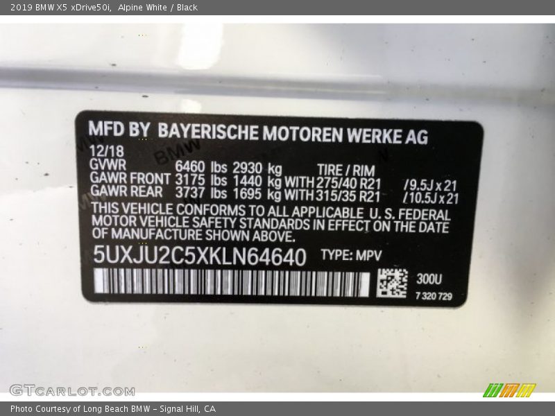 2019 X5 xDrive50i Alpine White Color Code 300
