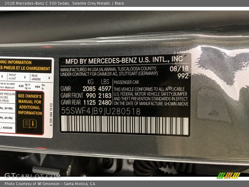 Selenite Grey Metallic / Black 2018 Mercedes-Benz C 300 Sedan