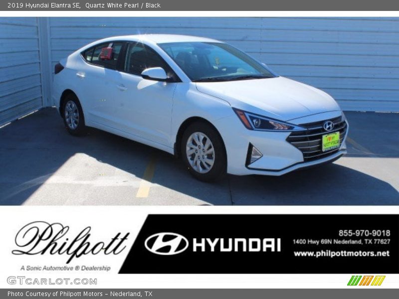 Quartz White Pearl / Black 2019 Hyundai Elantra SE