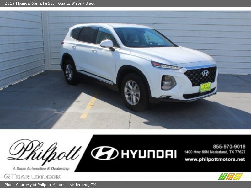 Quartz White / Black 2019 Hyundai Santa Fe SEL