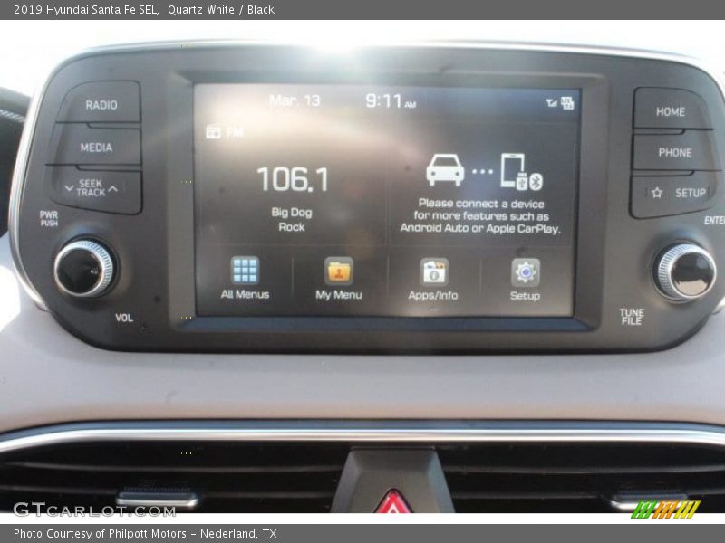 Quartz White / Black 2019 Hyundai Santa Fe SEL