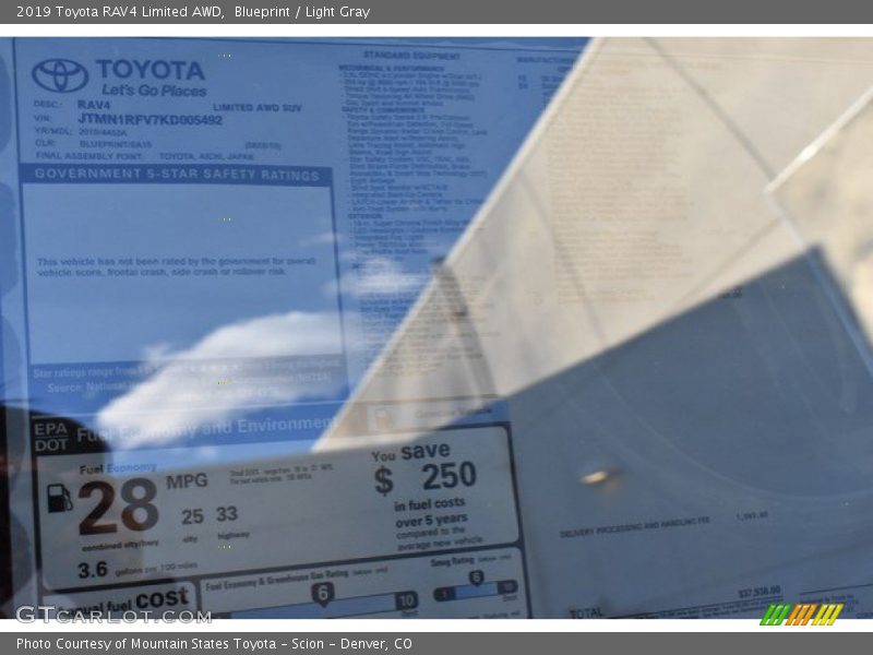 Blueprint / Light Gray 2019 Toyota RAV4 Limited AWD