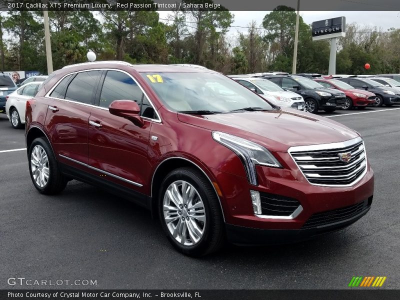 Red Passion Tintcoat / Sahara Beige 2017 Cadillac XT5 Premium Luxury