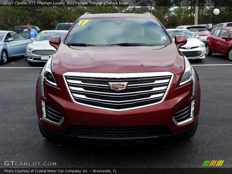 Red Passion Tintcoat / Sahara Beige 2017 Cadillac XT5 Premium Luxury