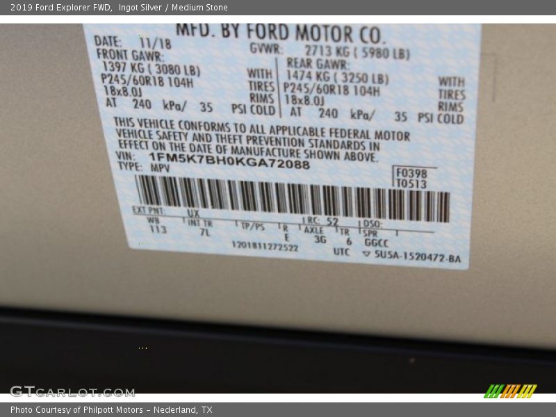 Ingot Silver / Medium Stone 2019 Ford Explorer FWD