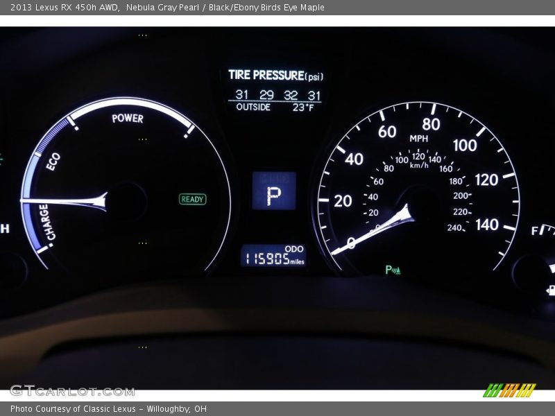 Nebula Gray Pearl / Black/Ebony Birds Eye Maple 2013 Lexus RX 450h AWD
