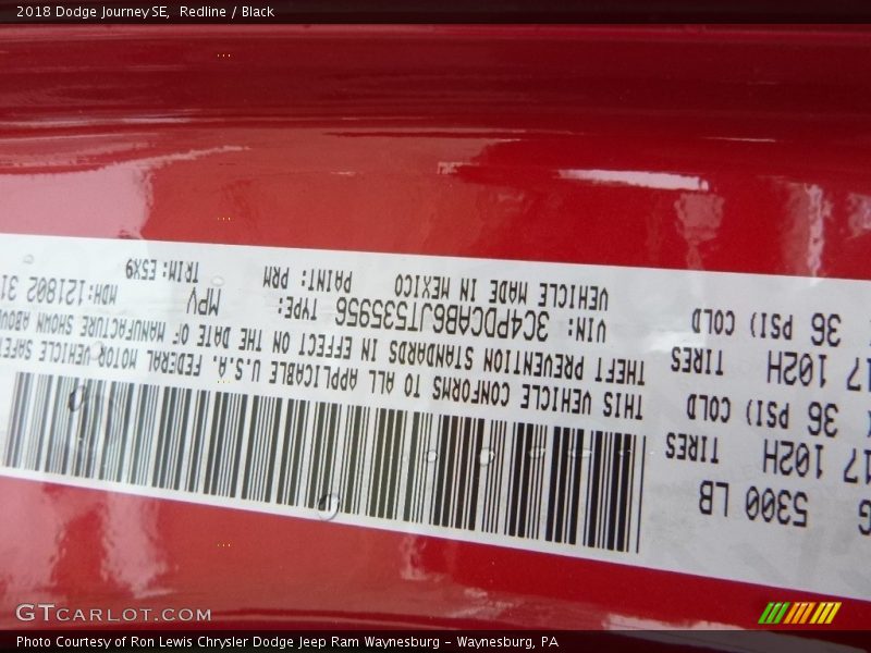 Redline / Black 2018 Dodge Journey SE