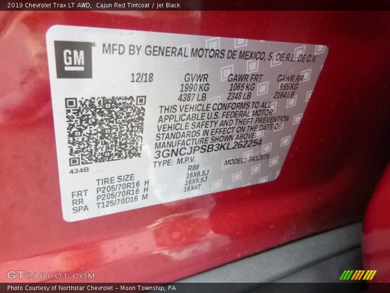 Cajun Red Tintcoat / Jet Black 2019 Chevrolet Trax LT AWD