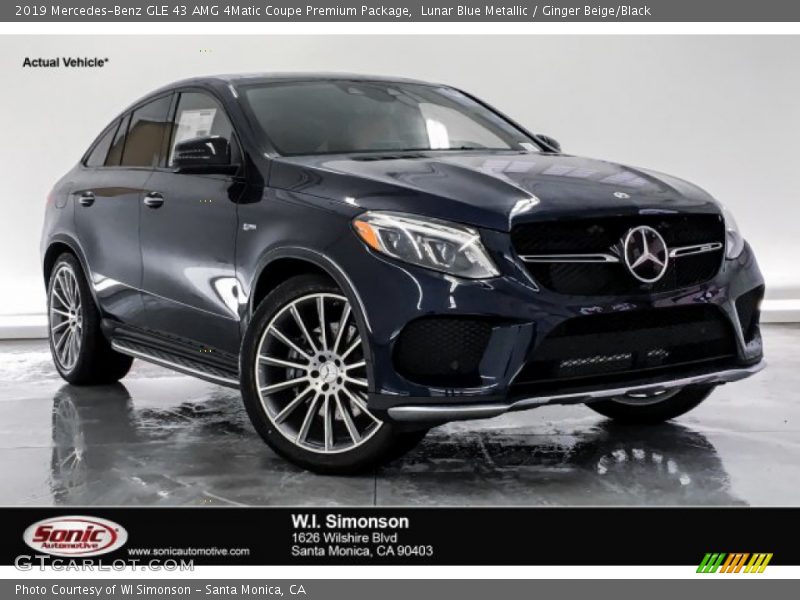 Lunar Blue Metallic / Ginger Beige/Black 2019 Mercedes-Benz GLE 43 AMG 4Matic Coupe Premium Package