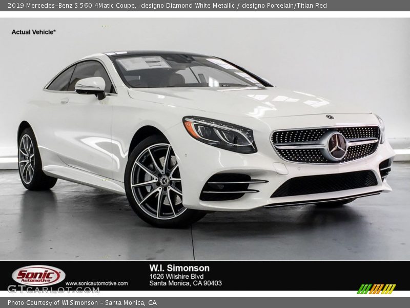 designo Diamond White Metallic / designo Porcelain/Titian Red 2019 Mercedes-Benz S 560 4Matic Coupe