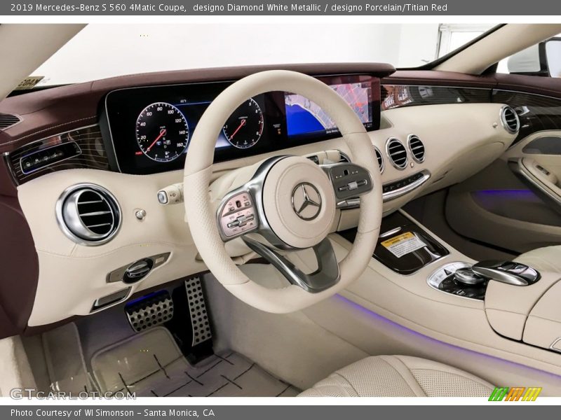 designo Diamond White Metallic / designo Porcelain/Titian Red 2019 Mercedes-Benz S 560 4Matic Coupe