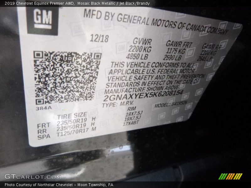 Mosaic Black Metallic / Jet Black/Brandy 2019 Chevrolet Equinox Premier AWD